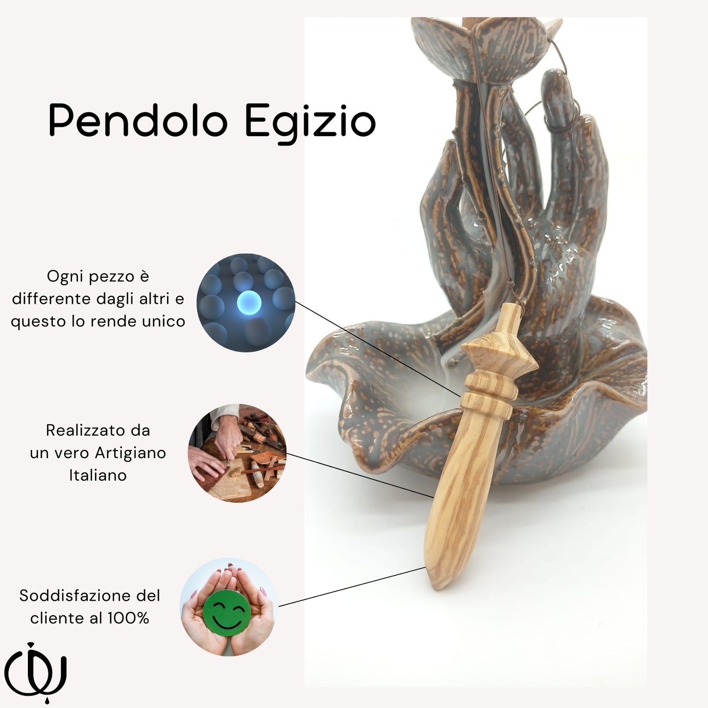 Pendolo Egizio in legno di ulivo