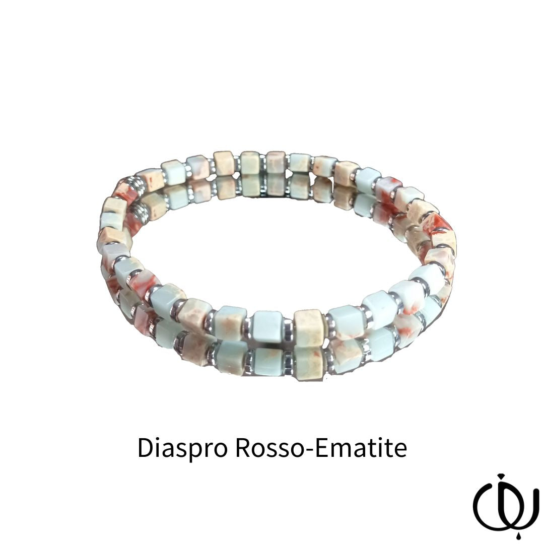 "Empire" bracelet in semi-precious stones and glass